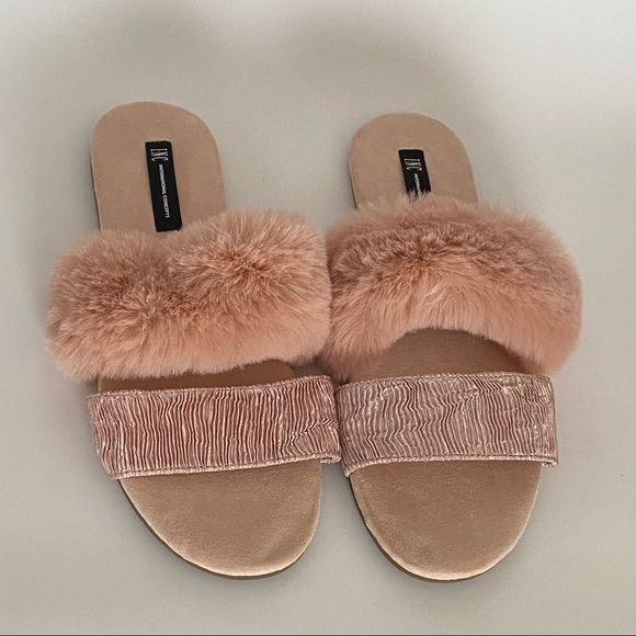Inc International Concepts Double Band Faux Fur Slide Slippers Size Large - Picture 8 of 8